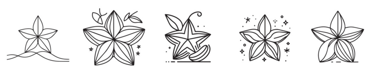 star fruit vector continuous line style