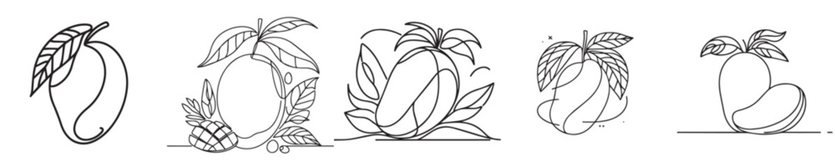 mango fruit vector continuous line style