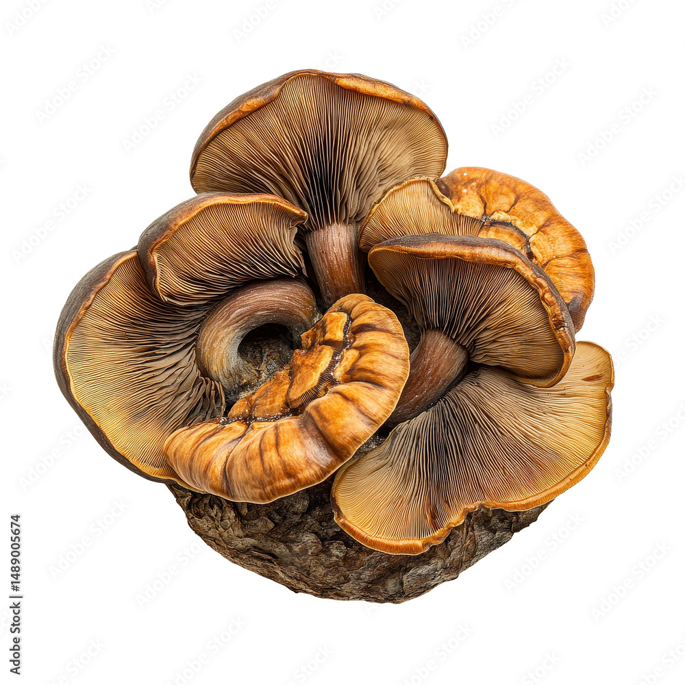 Aufkleber beautiful lingzhi mushroom displayed on a clean transparent background highlighting its unique textu