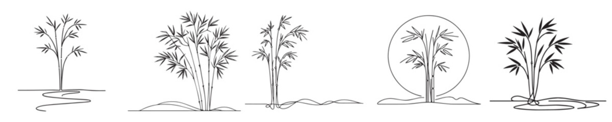 bamboo tree vector continuous line style