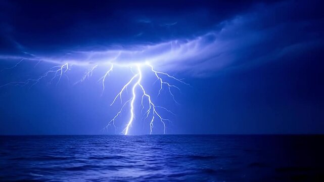 Time-lapse of Thunderstorm flashes with multiple bolts of lightning. 