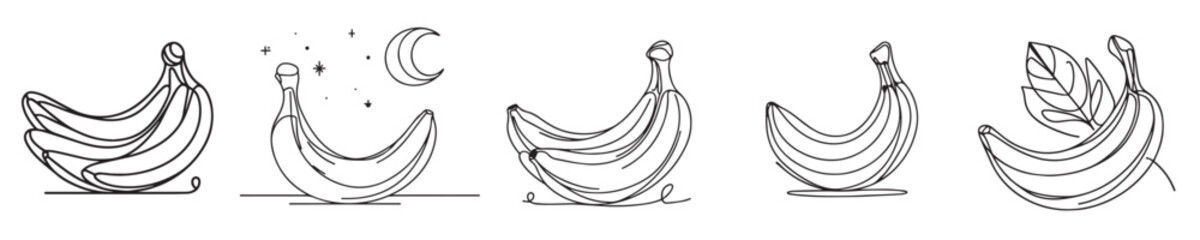 banana fruit vector continuous line style