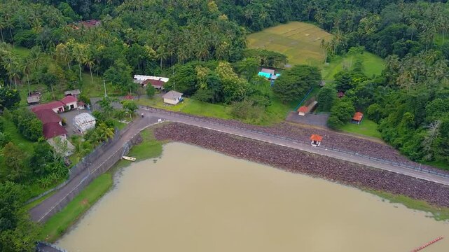 Drone shows a view of Muvattupuzha, a town in Ernakulam district, Kerala, India, known for its rivers, greenery, and semi-urban development.