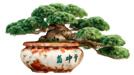 Highresolution image of a bonsai tree in a rustic pot