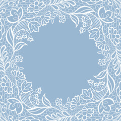 Elegant White Lace Oval Border. Invitation Design Element.