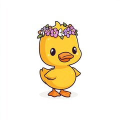 duckling with flower crown cartoon 