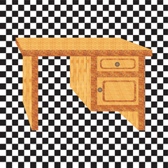 a table on old tile floor