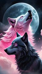 wolf howling at night