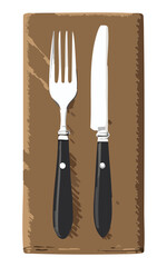 Vector illustration of Brown Background with Fork and Knife