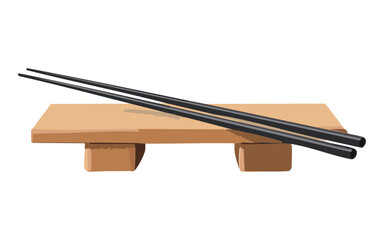 Wooden Chopstick Holder with Chopsticks - Vector Illustration