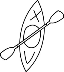 Kayak Paddle Summer Outline