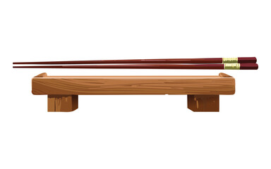Brown Wooden Chopsticks on Rest - Vector Illustration