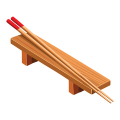 Restaurant Chopsticks with Wooden Rest - Vector Illustration