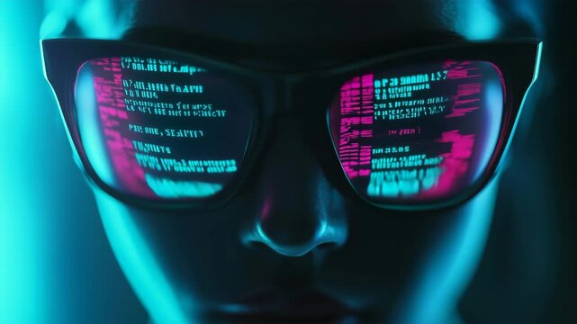 デジタルコードが反射するサイバーグラス