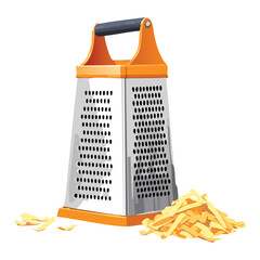 Box Grater with Cheese Shreds - Vector Illustration