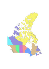 Vector map of Canada with provinces