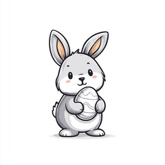 Obraz premium Cute Bunny Holding Easter Egg