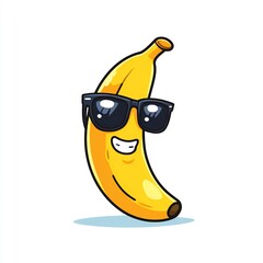 Cartoon Banana with Sunglasses and Smile
