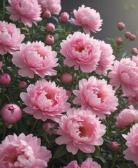 Abundant pink peonies, soft light, dreamy aesthetic,  dreamy,  petals