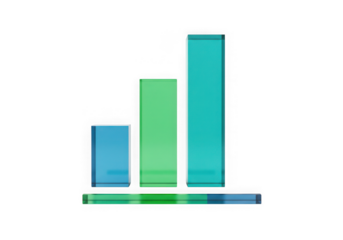 Colorful bar graph with increasing values isolated on transparent background