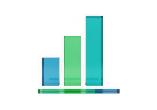 Colorful bar graph with increasing values isolated on transparent background