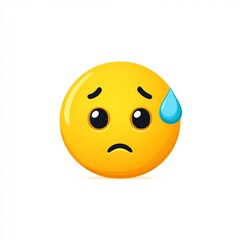 Fototapeta premium sad face emoji with single tear icon