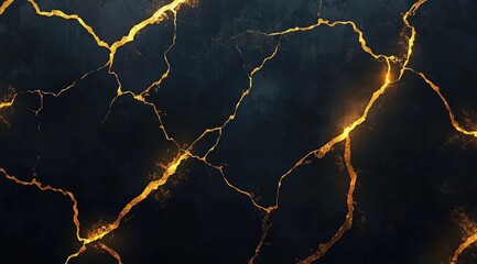 Dark stone surface with glowing gold cracks