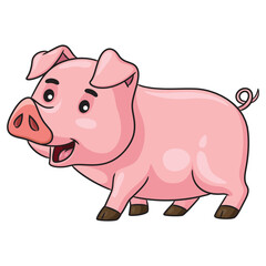Cartoon fat pink pig.eps