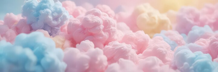 Fototapeta premium Dreamy pastel pink, blue, yellow gradient Soft, blurry, cotton candy texture , backdrop, abstract, bokeh