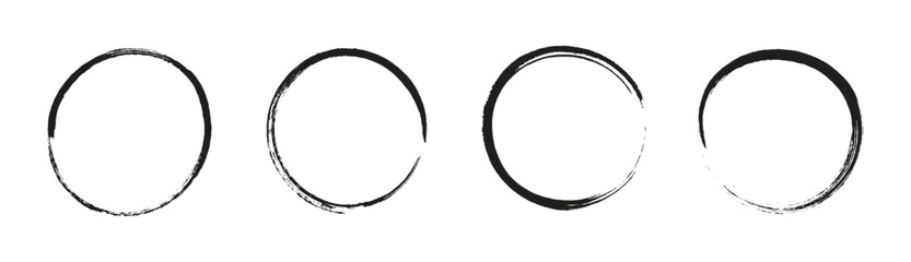 Vector Black Circle In Grunge Brush Stroke Frames
