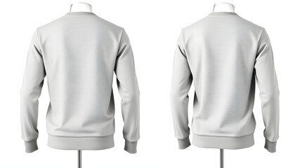 Men's grey blank sweatshirt template,from two sides, natural shape on invisible mannequin, for your design mockup for print, isolated on white background, crayon drawing. White tone