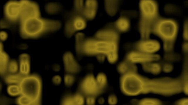 Blurred yellow gold pattern on stark black background for luxury, fashion, and elegant design projects, adding sophistication and glamour.