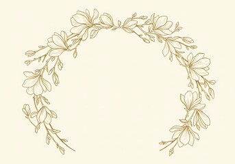 Elegant Magnolia Wreath Illustration Botanical Art for Wedding Invitations, Spring Decor, and Floral Designs