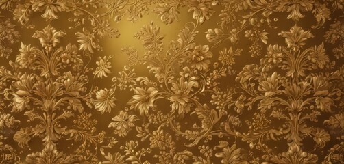 Golden damask floral backdrop  Intricate leaf & flower details , acanthus, intricate, design