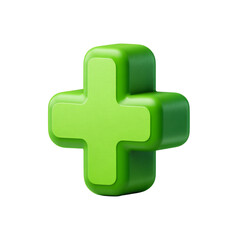 Obraz premium 3D rendered green medical cross symbol isolated on a black background