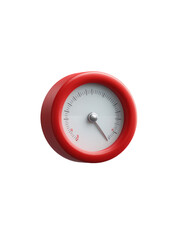 A close-up shot of a red pressure gauge on a black background.