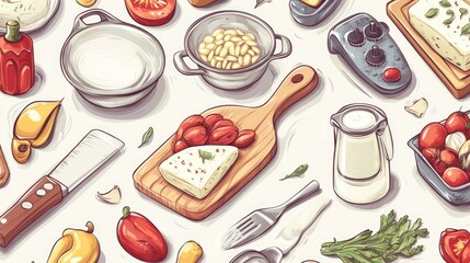 Vibrant Food Photography: Fresh Ingredients, Cooking Utensils, and Delicious Dishes