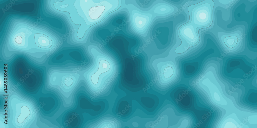 Poster create modern beautiful abstract topographic wave map line shades of blue, with contour lines creati