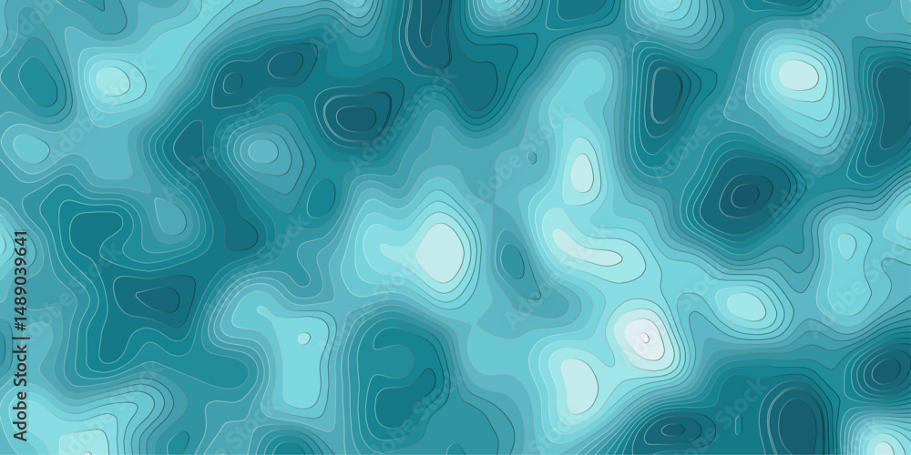 Poster create modern beautiful abstract topographic wave map line shades of blue, with contour lines creati