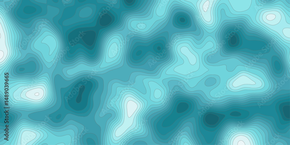 Poster create modern beautiful abstract topographic wave map line shades of blue, with contour lines creati