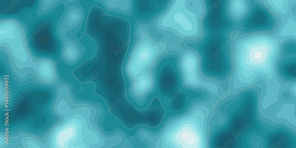 Poster create modern beautiful abstract topographic wave map line shades of blue, with contour lines creati