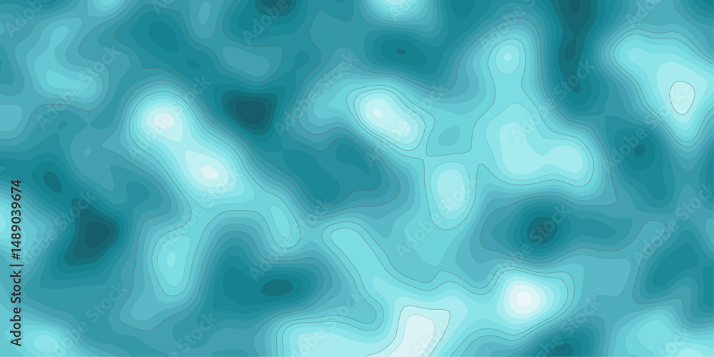 Poster create modern beautiful abstract topographic wave map line shades of blue, with contour lines creati