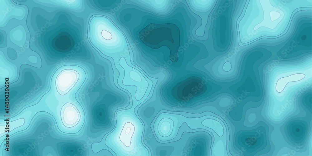Poster create modern beautiful abstract topographic wave map line shades of blue, with contour lines creati