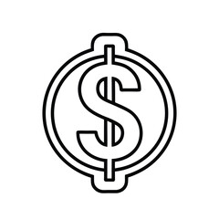 Dollar Sign with Money Bag Icon – Vector Illustration Representing Wealth, Finance, and Investment on White Background
