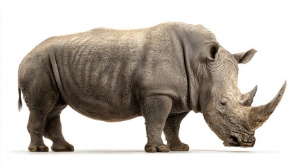 Obraz premium Majestic Rhino on White Background - Professional Wildlife Photography