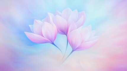 Fototapeta premium Vibrant pink flowers in bloom stunning floral display on soft blue and pink backdrop