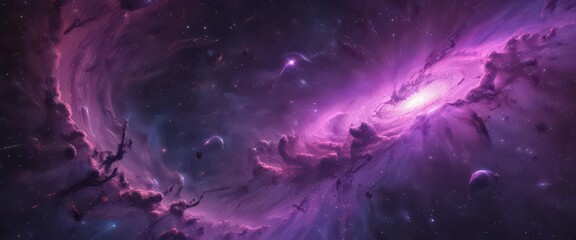 Vibrant purple nebula swirls, cosmic dust, star cluster  , fantastic, stars, astronomical