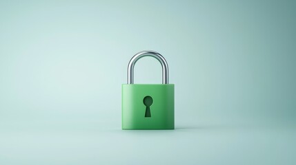 Fototapeta premium Enhanced security green padlock on blue background symbolizing digital protection and data safety