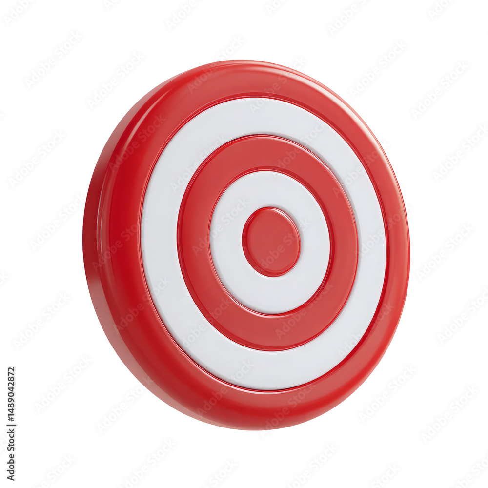Poster glossy red and white target icon isolated on a black background for concepts