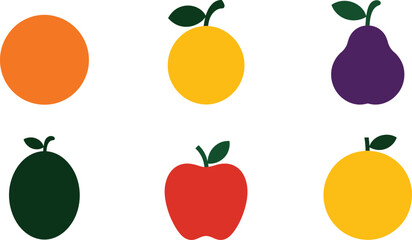 Colorful fruit icons simple minimalist design